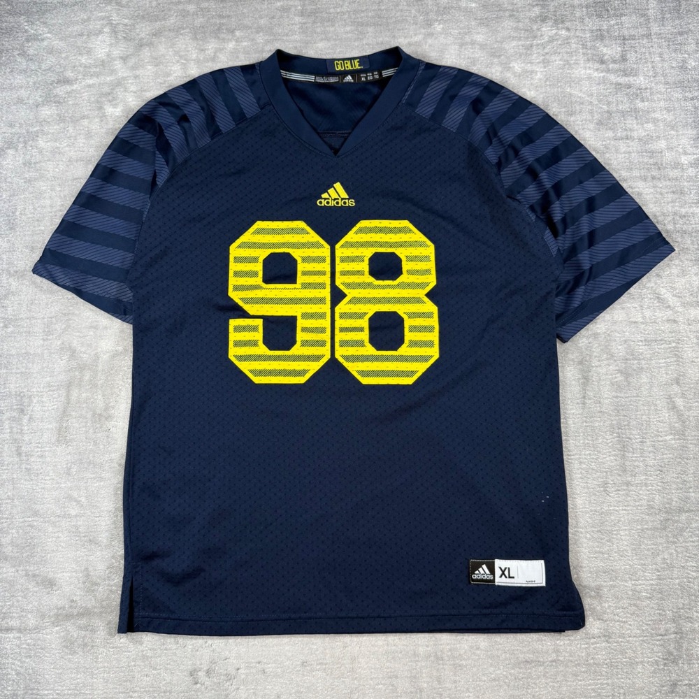 Michigan Wolverines Jersey Mens XL Blue 98 Adidas NCAA Football Mesh
